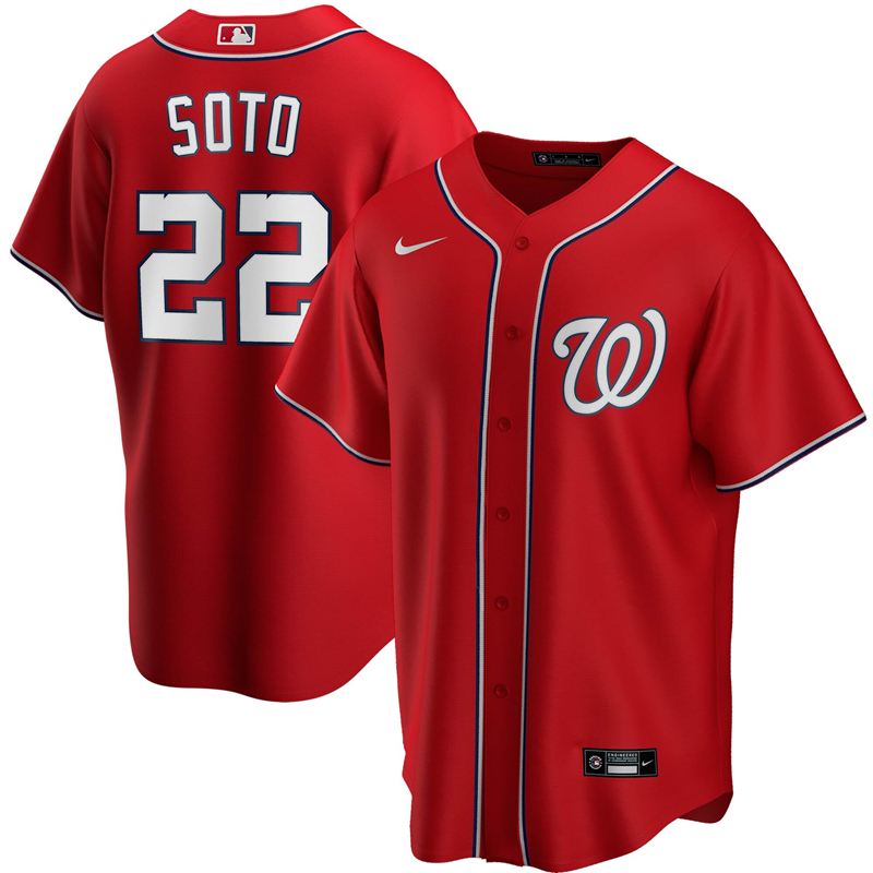 Men Washington Nationals #22 Juan Soto Nike Red Alternate 2020 Replica Player Jersey ->washington nationals->MLB Jersey